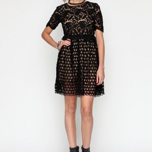 To Be Adored Black Silk Lace Dress RARE